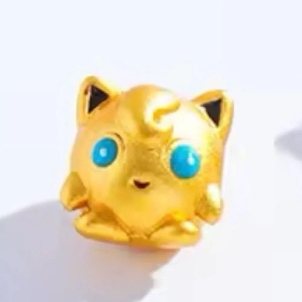 24K Gold Filled Pokemon Jiggly Puff Charm Bead Pendant Anime Pocket Monster